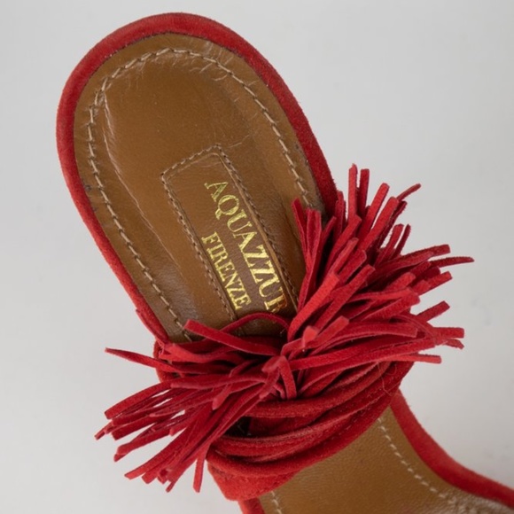 Aquazzura Wild Thing Fringe Suede Sandals - Picture 10 of 10